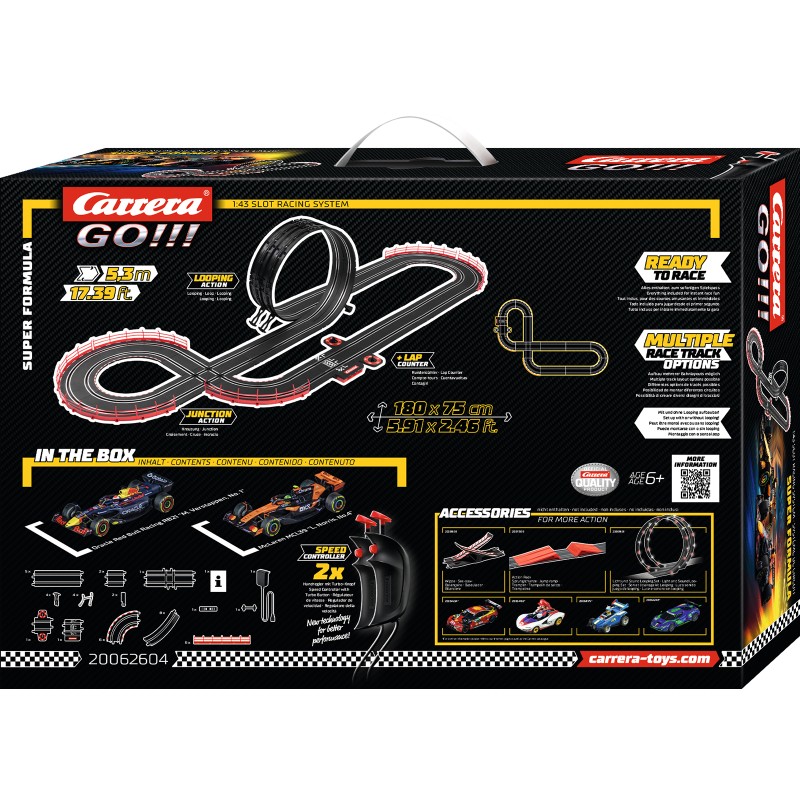 Carrera 62604 - Go 1:43 F-1 Super Formula Slot Car Set Red Bull RB21 vs McLaren F1