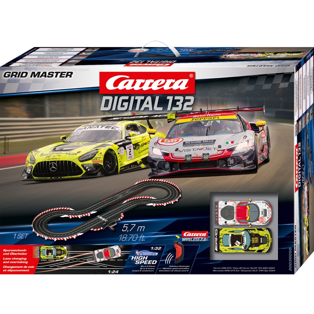 Carrera 30050 Digital 1:32 Grid Masters Slot Car Racing Set Ferrari 296 GT3 vs Mercedes AMG GT3