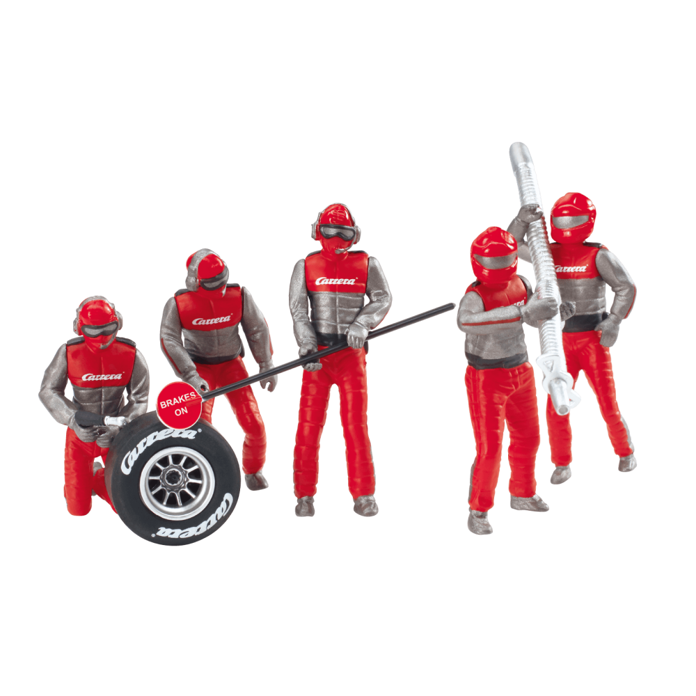 Carrera 21131 Digital Evo 1:32 Set of Pit Mechanics Red Figurins Realistic Scenery Accessory for Slot Car Race Track