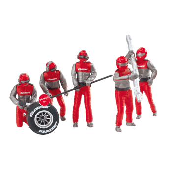 Carrera 21131 Digital Evo 1:32 Set of Pit Mechanics Red Figurins Realistic Scenery Accessory for Slot Car Race Track