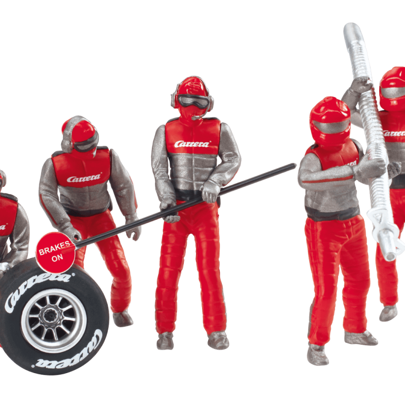 Carrera 21131 Digital Evo 1:32 Set of Pit Mechanics Red Figurins Realistic Scenery Accessory for Slot Car Race Track