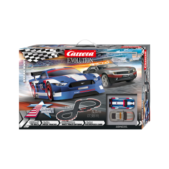 Carrera 25236 Evolution 1:32 Evo Break Away Slot Car Set -  Ford Mustang vs Chevrolet Camaro