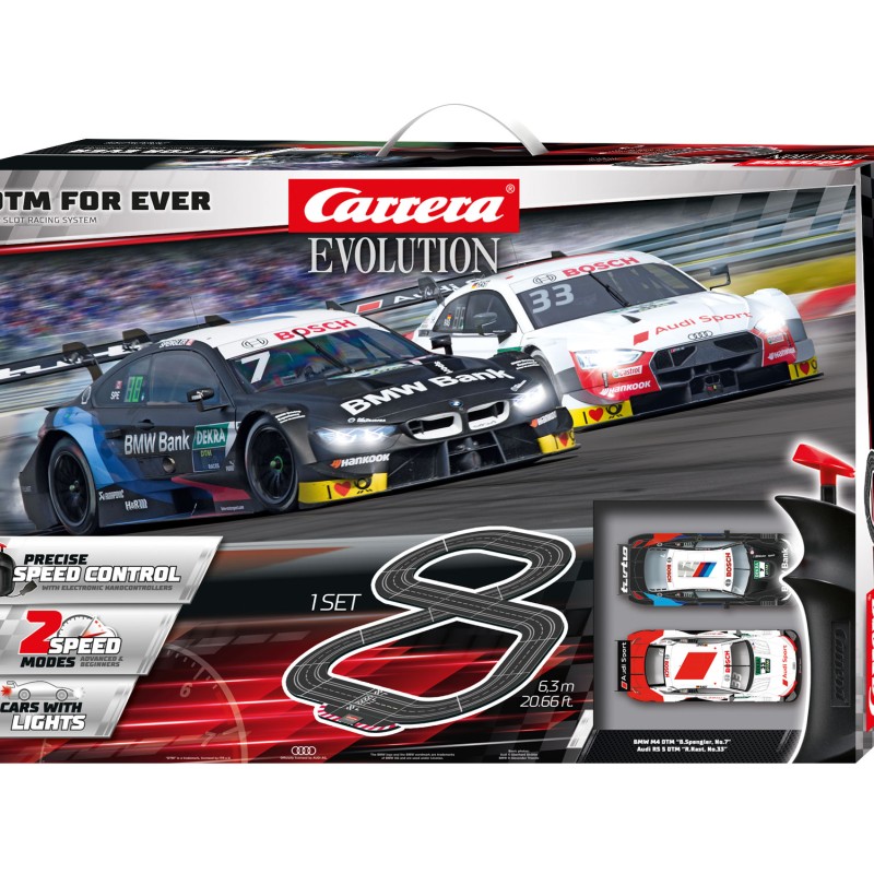 Carrera 25239 Evolution 1:32 DTM For Ever Slot Car Set BMW M4 vs Audi RS5