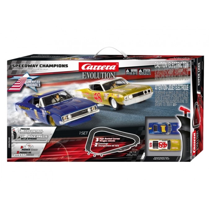 Carrera 25241 Evolution 1:32 Speedway Champions Slot Car Set Dodge Charger vs Plymouth Superbird