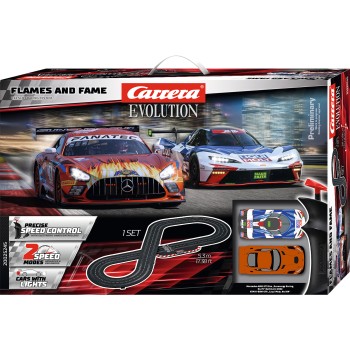 Carrera 25245 Evolution 1:32 Flames and Fame Slot Car Set Mercedes-AMG GT3 Bathhurst vs KTM X-BOW GTX