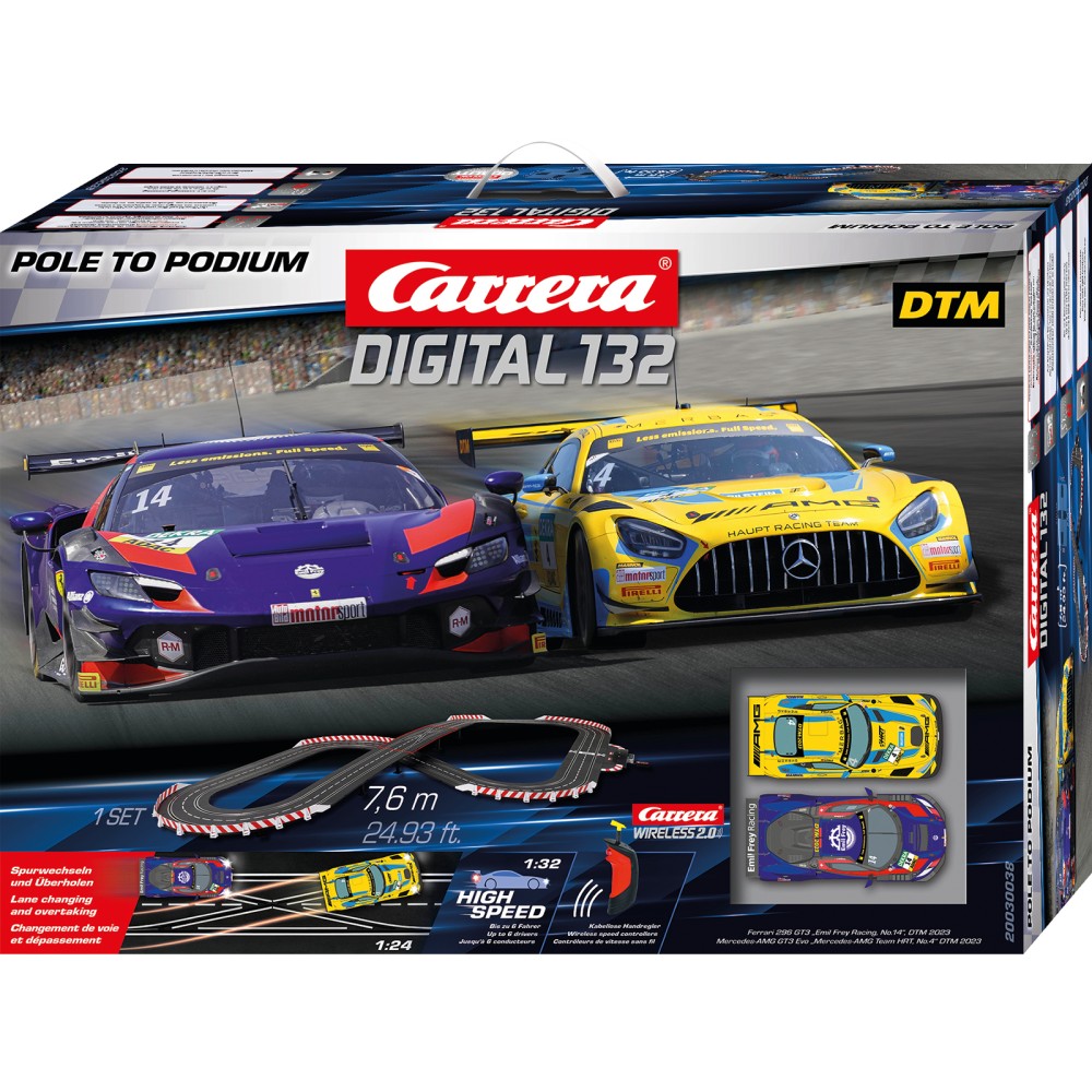 Carrera 30038 Digital 1:32 Pole to Podium Slot Car Racing Set Mercedes-AMG GT3 vs Ferrari 296 Wireless 2.0 