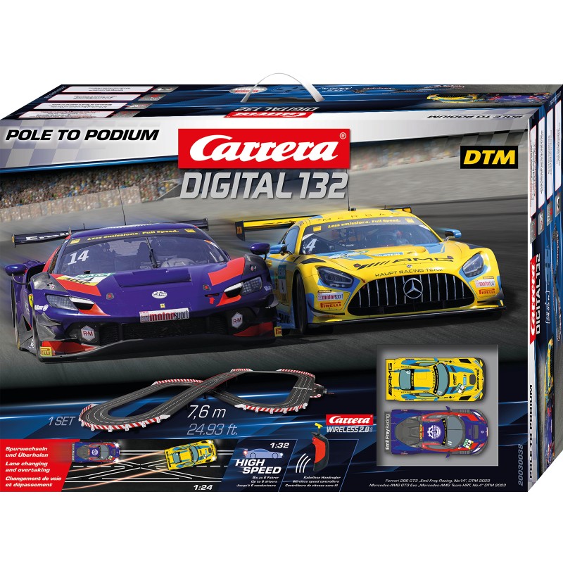 Carrera 30038 Digital 1:32 Pole to Podium Slot Car Racing Set Mercedes-AMG GT3 vs Ferrari 296 Wireless 2.0 