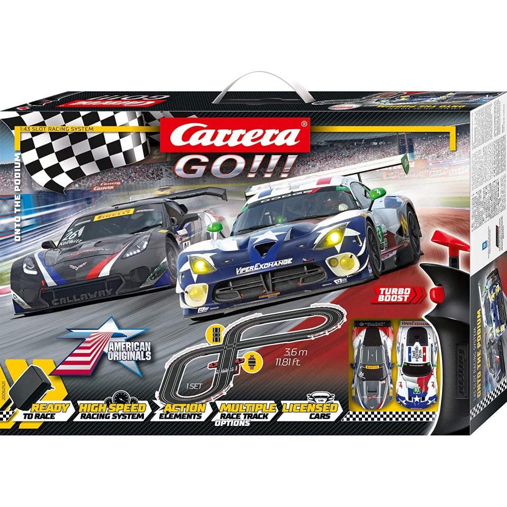 Carrera 62521 - GO!!! 1:43 Onto The Podium Slot Car Racing Set Dodge Viper vs Corvette C7.R