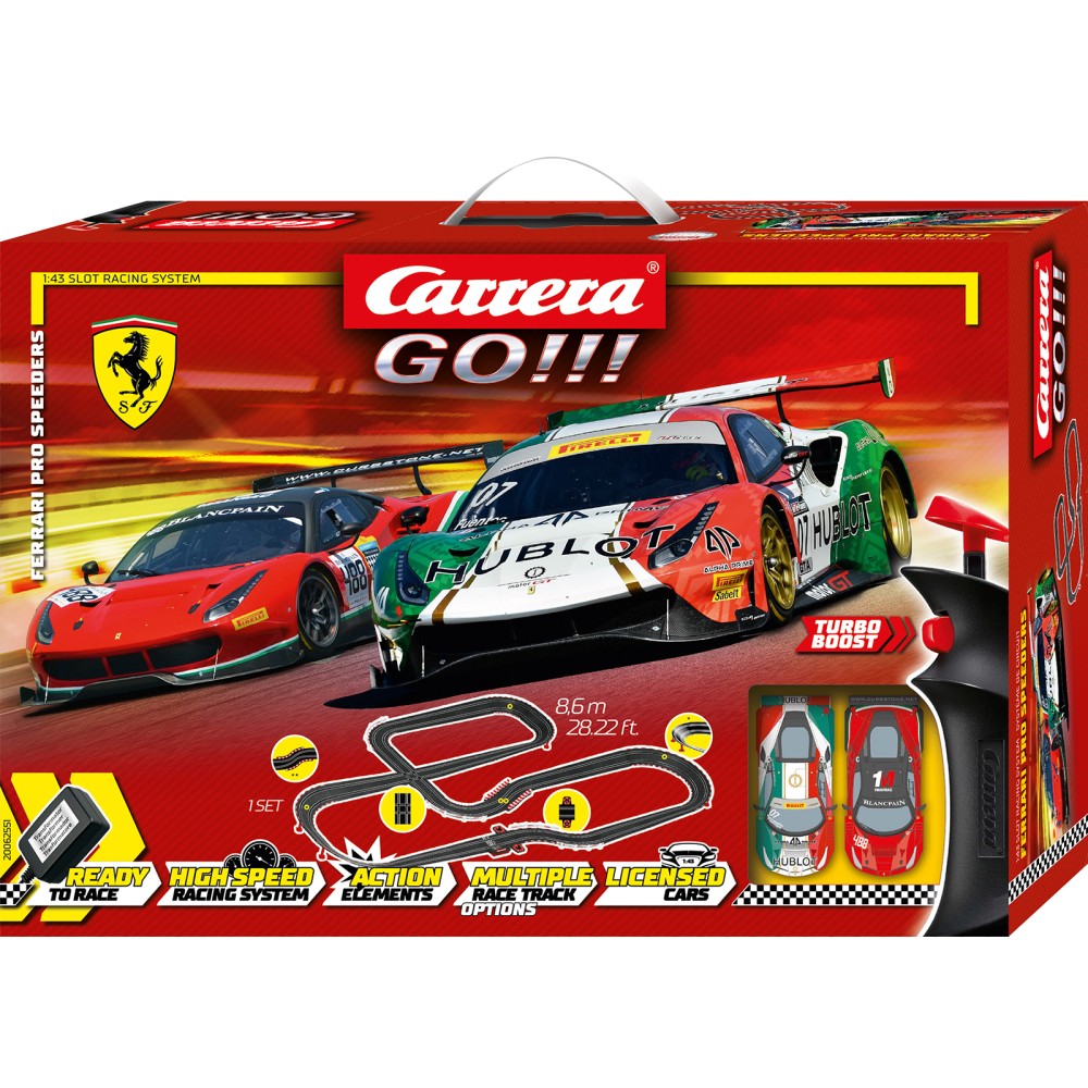 Carrera 62551 - Go 1:43 Ferrari Pro Speeders 2x Ferrari 488 GT3 Slot Car Racing Set 