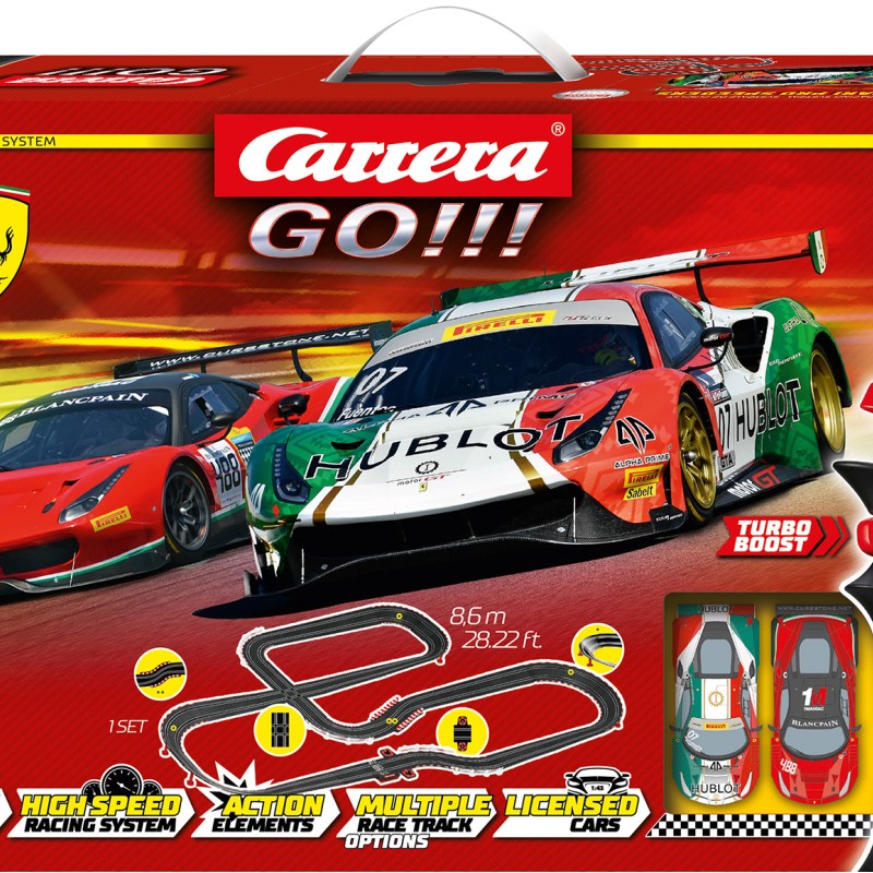 Carrera 62551 - Go 1:43 Ferrari Pro Speeders 2x Ferrari 488 GT3 Slot Car Racing Set 