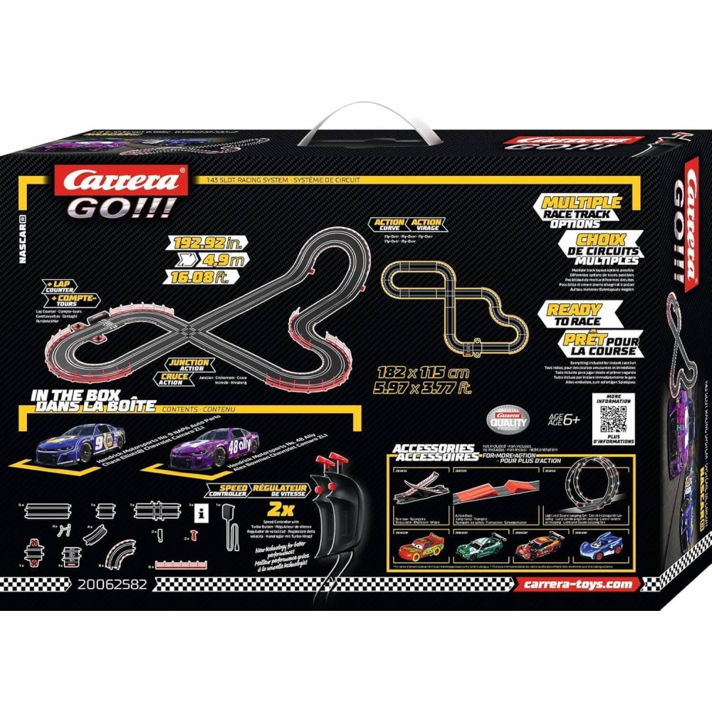 Carrera 62582 - Go 1:43 NASCAR Talladega Competition Slot Car Racing Set 2x Camaro NextGen ZL1