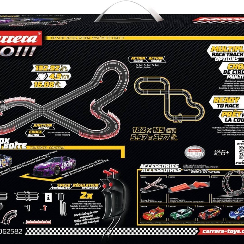 Carrera 62582 - Go 1:43 NASCAR Talladega Competition Slot Car Racing Set 2x Camaro NextGen ZL1