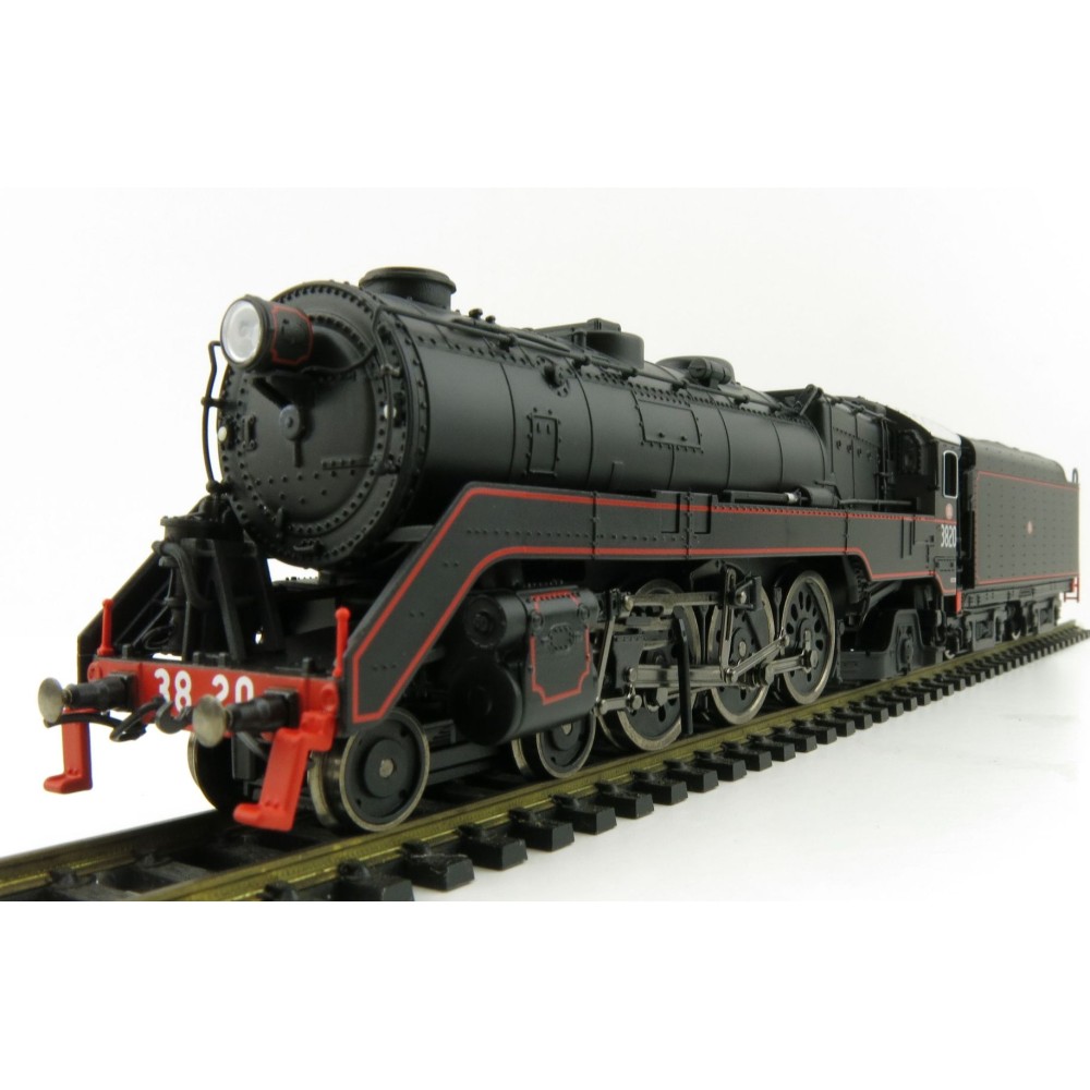 Australian Railway Models 87003 C38 Class 4-6-2 'Pacific' Express Passenger Steam Locomotive #3820 Black Red Lining - 1:87