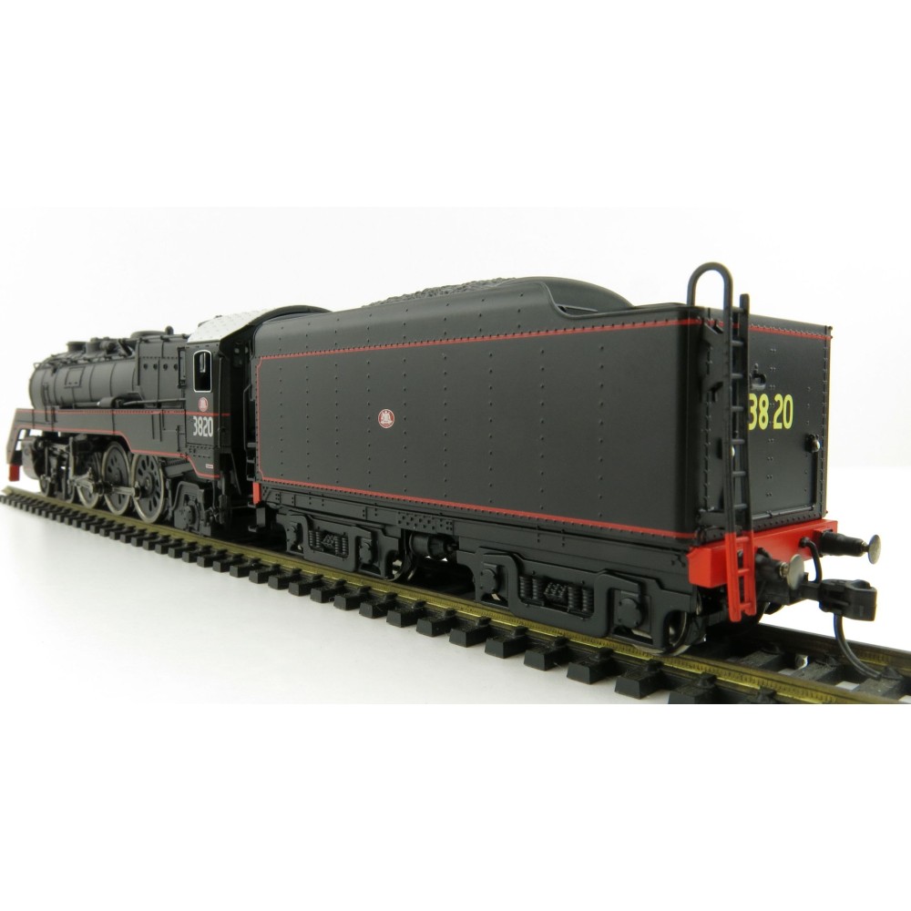 Australian Railway Models 87003 C38 Class 4-6-2 'Pacific' Express Passenger Steam Locomotive #3820 Black Red Lining - 1:87