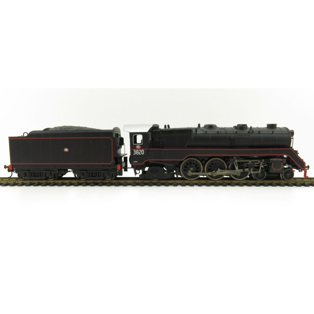 Australian Railway Models 87003 C38 Class 4-6-2 'Pacific' Express Passenger Steam Locomotive #3820 Black Red Lining - 1:87