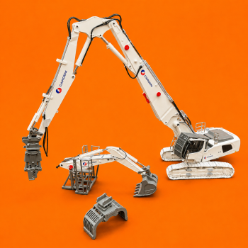 Conrad 2222/04 Liebherr R940 Litronic Excavator with Long Boom Demolition & Bucket Arm - CARDEM - Scale 1:50