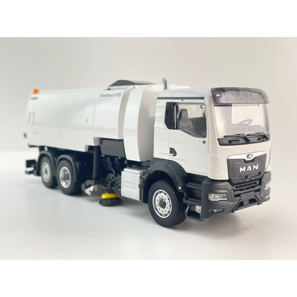 Conrad 81257/0 - MAN TGS NN 6x2 Road Sweeper Truck MaxPowa V120 White New 2026 - Scale 1:50