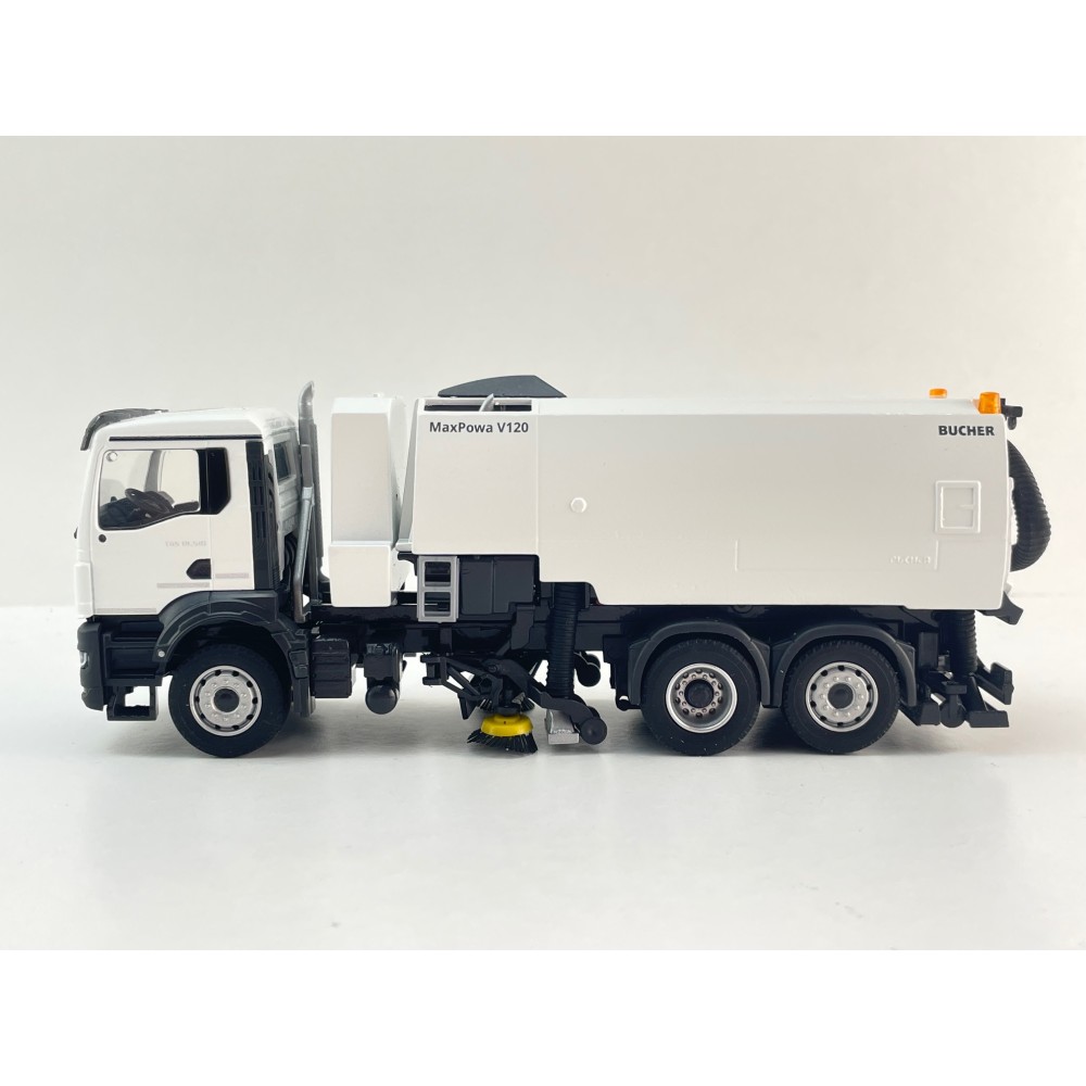Conrad 81257/0 - MAN TGS NN 6x2 Road Sweeper Truck MaxPowa V120 White New 2026 - Scale 1:50