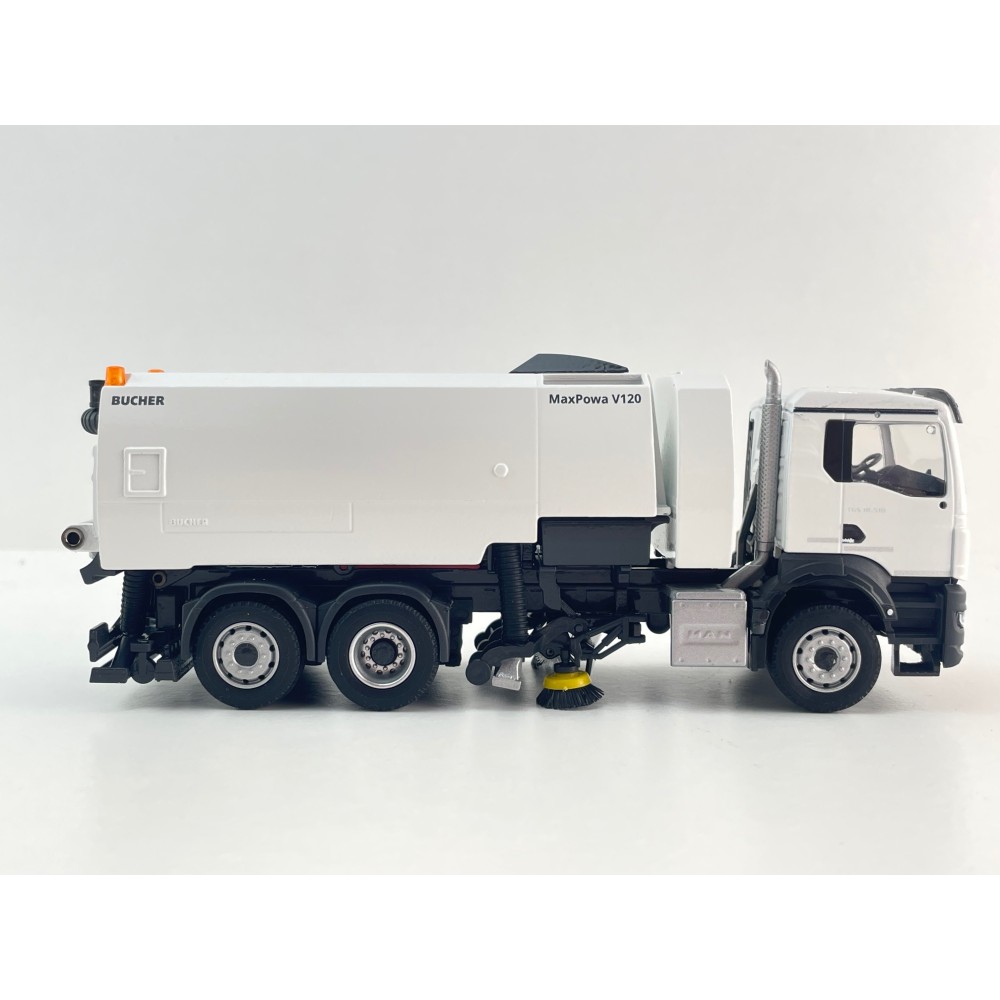 Conrad 81257/0 - MAN TGS NN 6x2 Road Sweeper Truck MaxPowa V120 White New 2026 - Scale 1:50