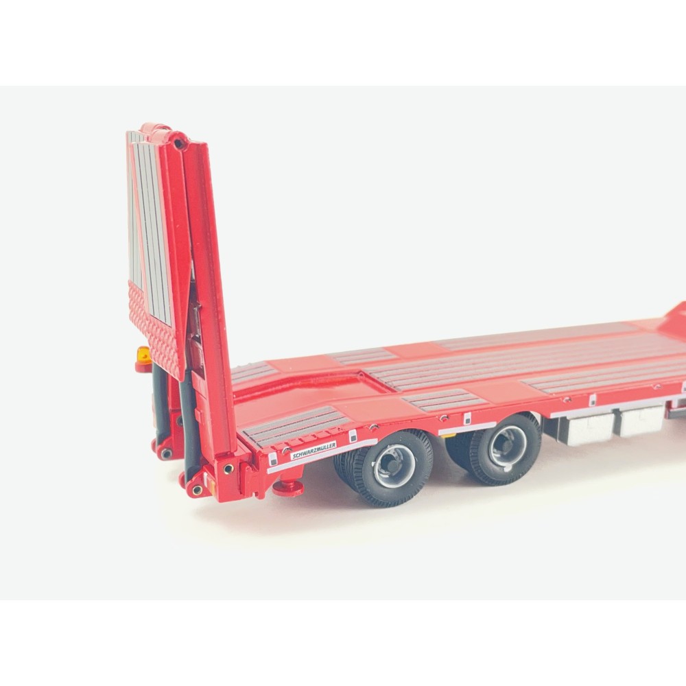 Conrad 98033/0 - SCHWARZMÜLLER Low Loader Trailer 4-axle with Offset Platform RED New 2026 - Scale 1:50