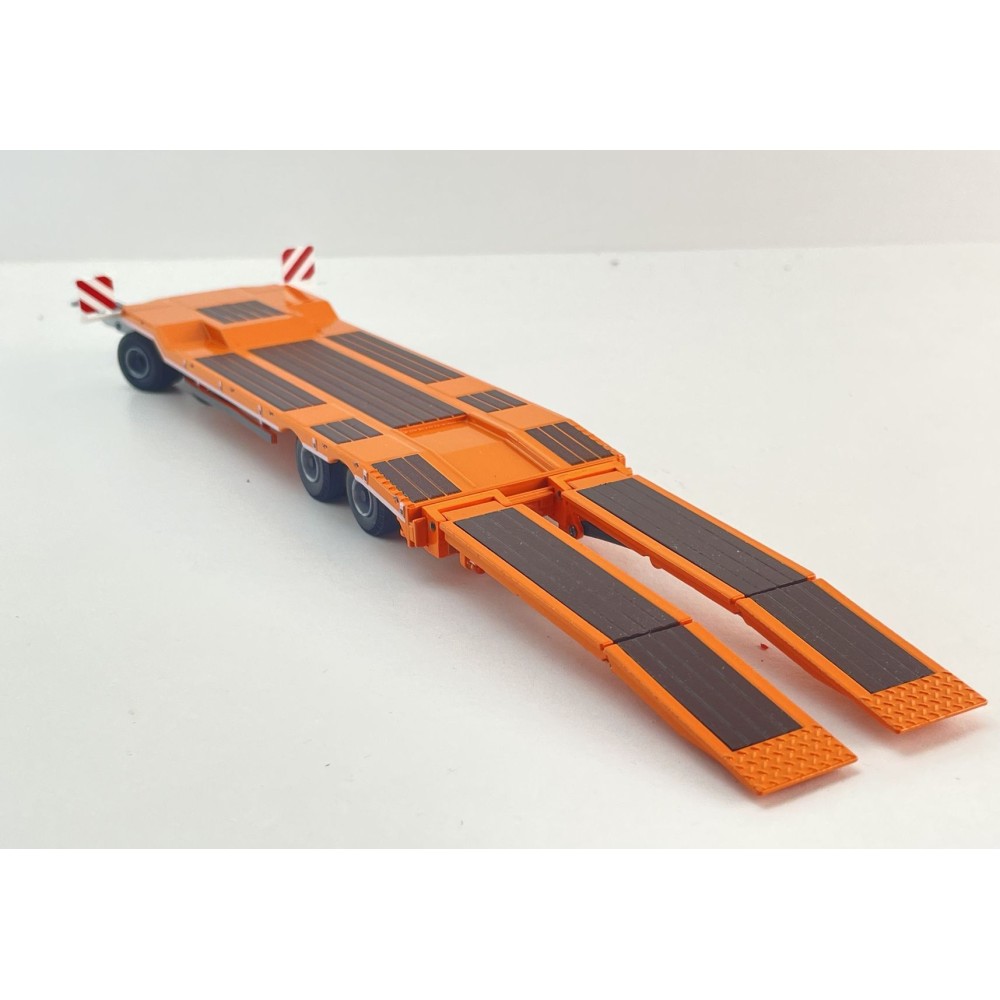 Conrad 98033/01 - SCHWARZMÜLLER Low Loader Trailer 4-axle with Offset Platform Orange New 2026 - Scale 1:50
