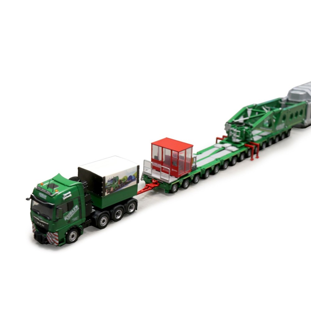 Conrad  SET10020  - 2x MAN Trucks with SCHEUERLE Side Beam Bridge Model STB 320 with Transformer KÜBLER - Scale 1:50