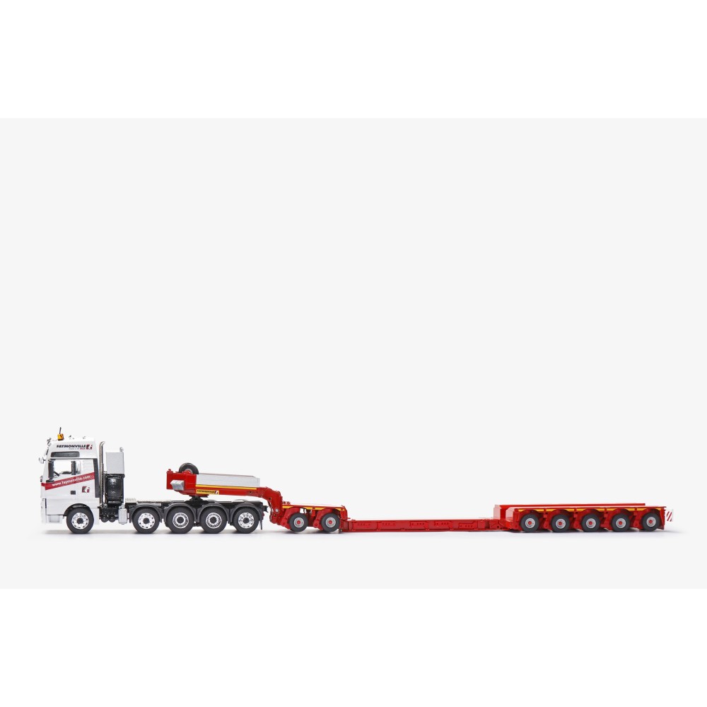 Conrad 76195/0 - MAN TGX XXL Euro 6c 10x4 with FAYMONVILLE Variomax Drop Center Low Loader Trailer - Scale 1:50