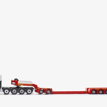 Conrad 76195/0 - MAN TGX XXL Euro 6c 10x4 with FAYMONVILLE Variomax Drop Center Low Loader Trailer - Scale 1:50