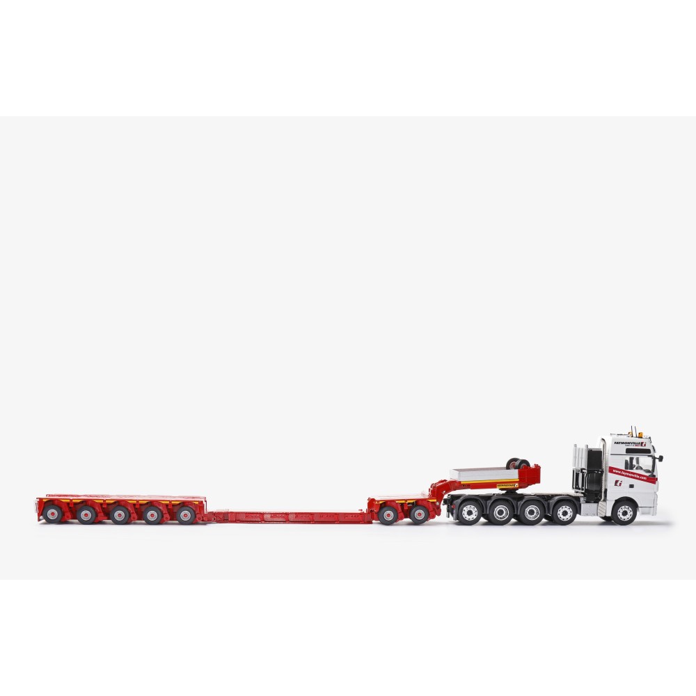 Conrad 76195/0 - MAN TGX XXL Euro 6c 10x4 with FAYMONVILLE Variomax Drop Center Low Loader Trailer - Scale 1:50
