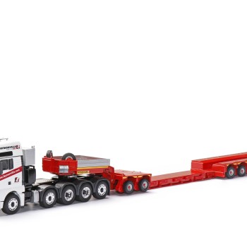 Conrad 76195/0 - MAN TGX XXL Euro 6c 10x4 with FAYMONVILLE Variomax Drop Center Low Loader Trailer - Scale 1:50