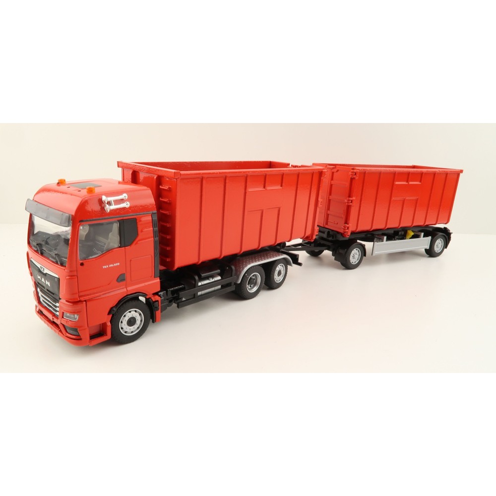Conrad SET10019 - MAN TGX GM Hook Lift Container Truck with Trailer - Scale 1:50