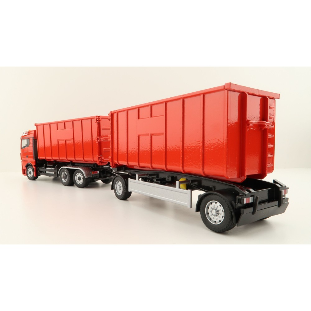 Conrad SET10019 - MAN TGX GM Hook Lift Container Truck with Trailer - Scale 1:50