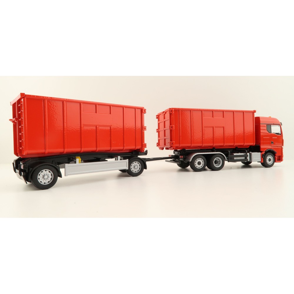 Conrad SET10019 - MAN TGX GM Hook Lift Container Truck with Trailer - Scale 1:50
