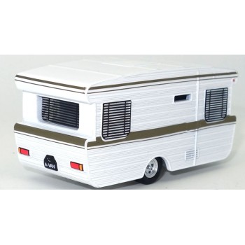 Road Ragers - 1967 Viscount Alumvan Caravan - White with Brown Stripe - Scale 1:64