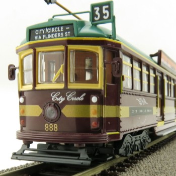 Cooee ELECTRIC POWERED W6 CLASS DIECAST MELBOURNE TRAM CITY CIRCLE NO. 888 1:76