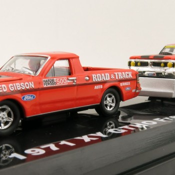 Road Ragers - 1971 Ford Falcon GT Ute & Trailer  & Falcon GTHO Phase III No 8D - Fred Gibson - Scale 1:64