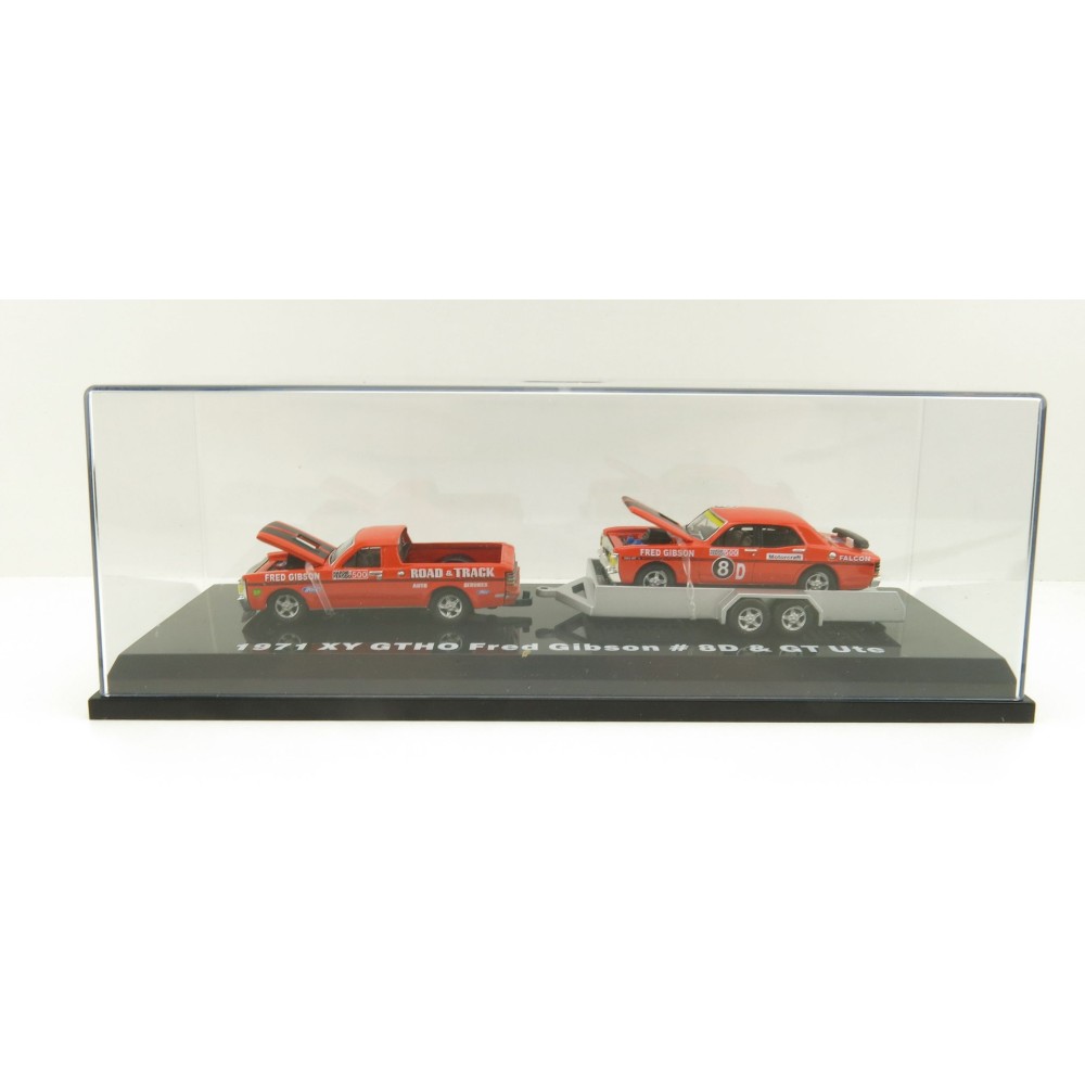 Road Ragers - 1971 Ford Falcon GT Ute & Trailer  & Falcon GTHO Phase III No 8D - Fred Gibson - Scale 1:64