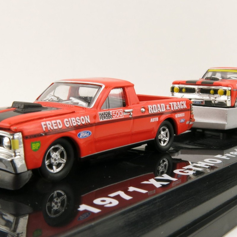 Road Ragers - 1971 Ford Falcon GT Ute & Trailer  & Falcon GTHO Phase III No 8D - Fred Gibson - Scale 1:64