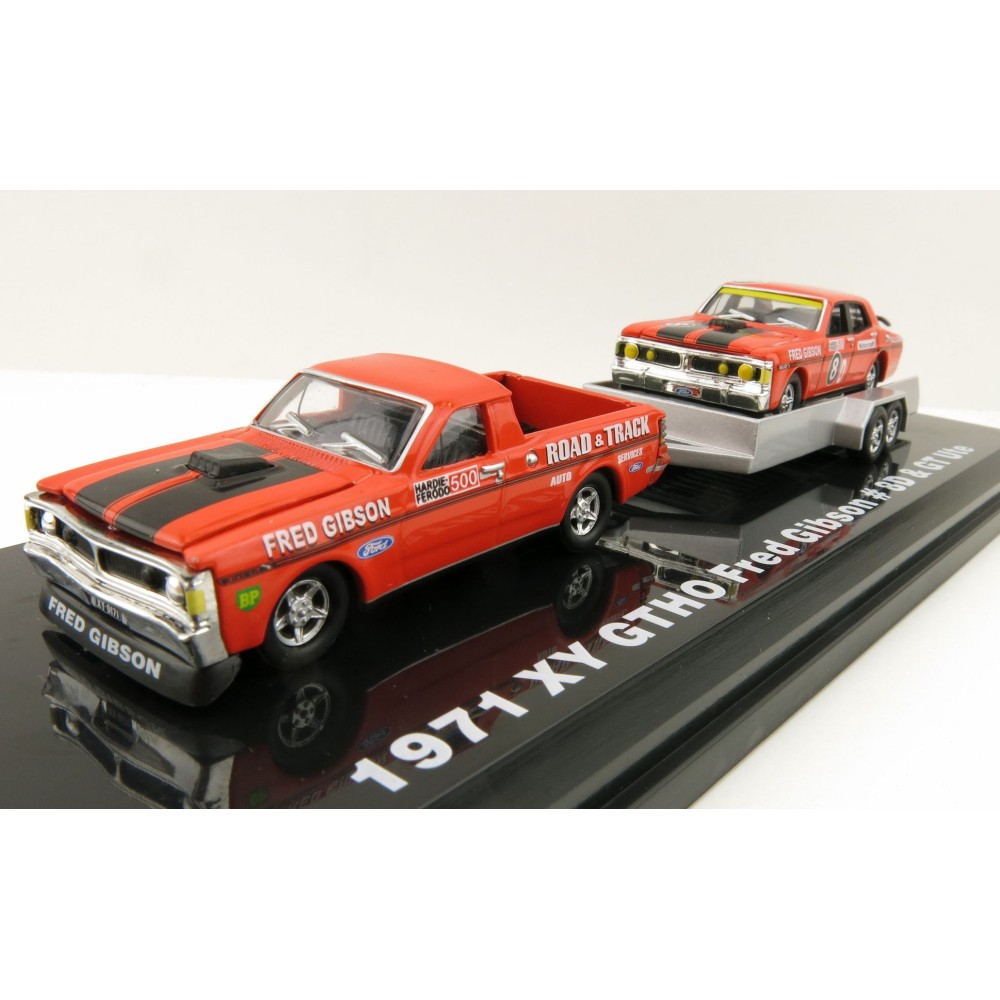 Road Ragers - 1971 Ford Falcon GT Ute & Trailer  & Falcon GTHO Phase III No 8D - Fred Gibson - Scale 1:64