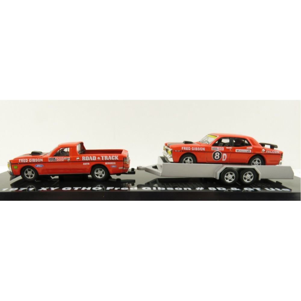 Road Ragers - 1971 Ford Falcon GT Ute & Trailer  & Falcon GTHO Phase III No 8D - Fred Gibson - Scale 1:64