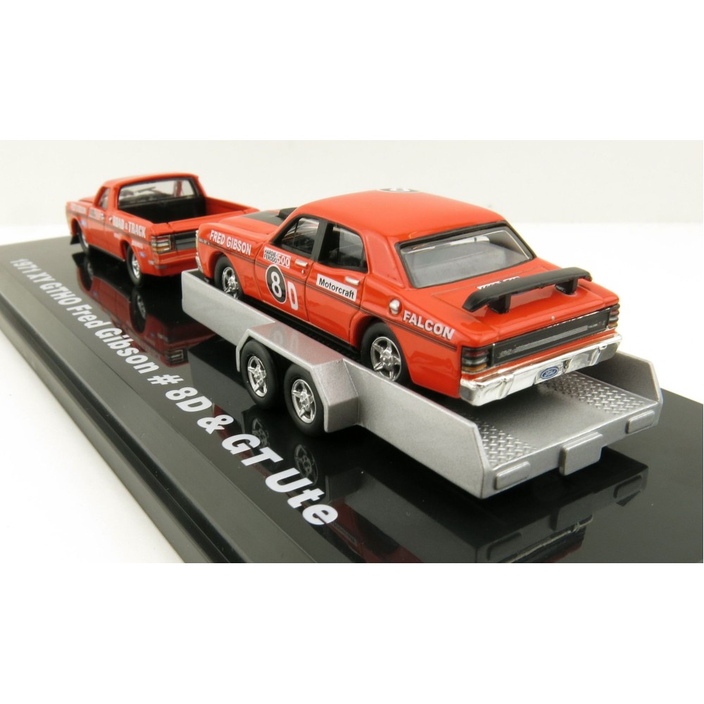 Road Ragers - 1971 Ford Falcon GT Ute & Trailer  & Falcon GTHO Phase III No 8D - Fred Gibson - Scale 1:64