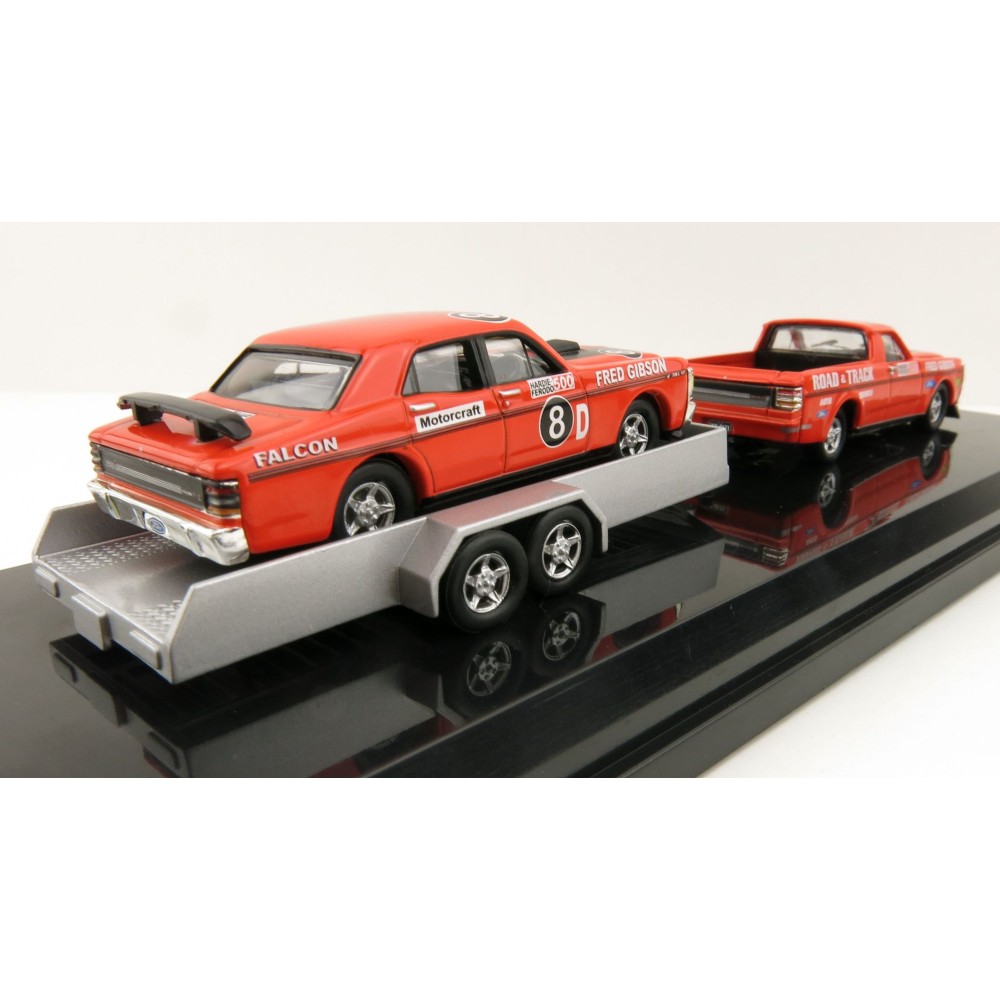 Road Ragers - 1971 Ford Falcon GT Ute & Trailer  & Falcon GTHO Phase III No 8D - Fred Gibson - Scale 1:64