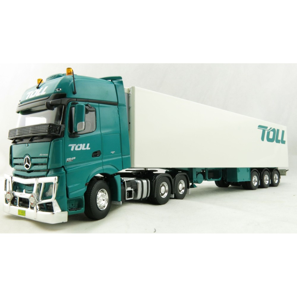 Road Ragers 75408 - Australian Toll Mercedes Actros 6x4 Prime Mover with Refrigerated Trailer Toll - Scale 1:50