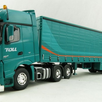 Road Ragers 75409 - Australian Toll Mercedes Actros 6x4 Prime Mover with Tautliner Trailer Toll - Scale 1:50