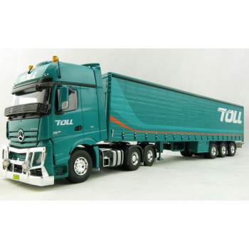 Road Ragers 75409 - Australian Toll Mercedes Actros 6x4 Prime Mover with Tautliner Trailer Toll - Scale 1:50