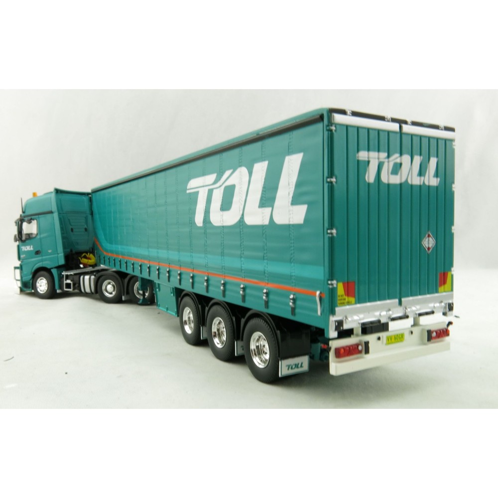 Road Ragers 75409 - Australian Toll Mercedes Actros 6x4 Prime Mover with Tautliner Trailer Toll - Scale 1:50