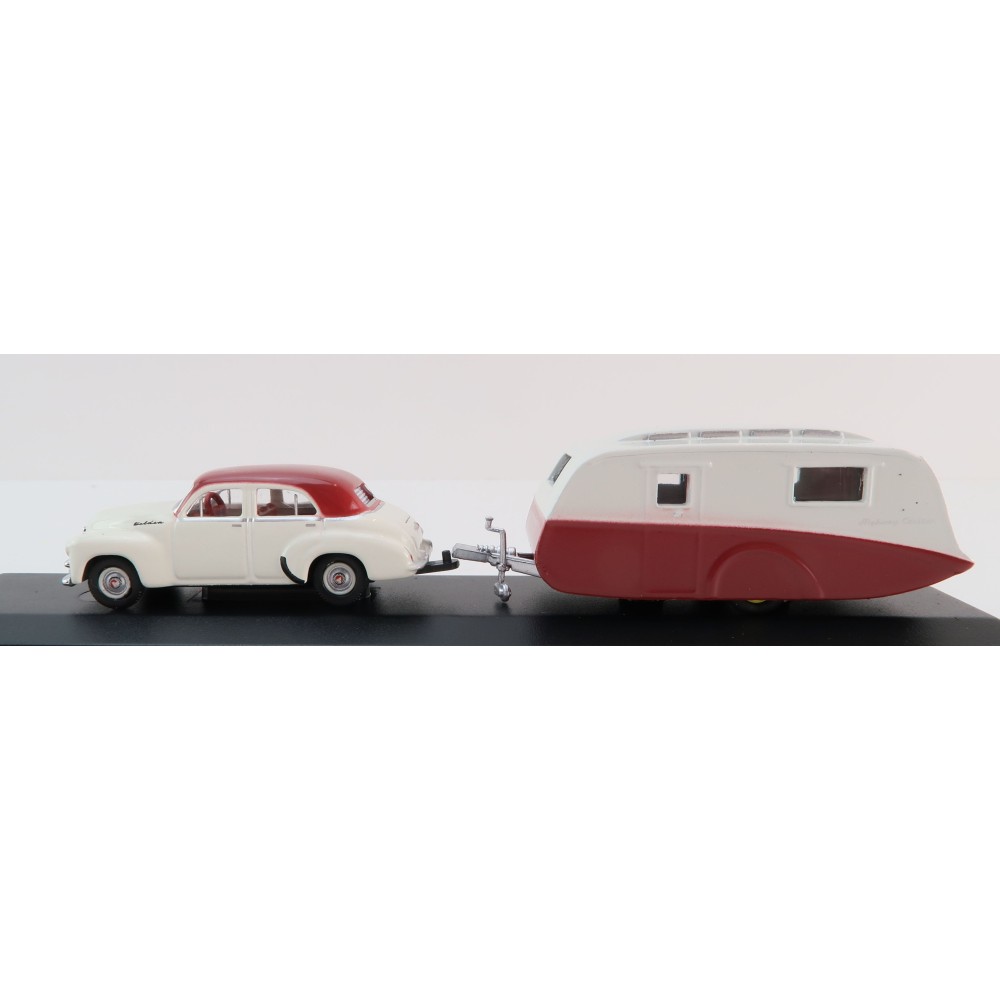 Road Ragers - Australian 1953 Holden FJ Sedan & Highway Cruiser Caravan Set - H0 Scale 1:87