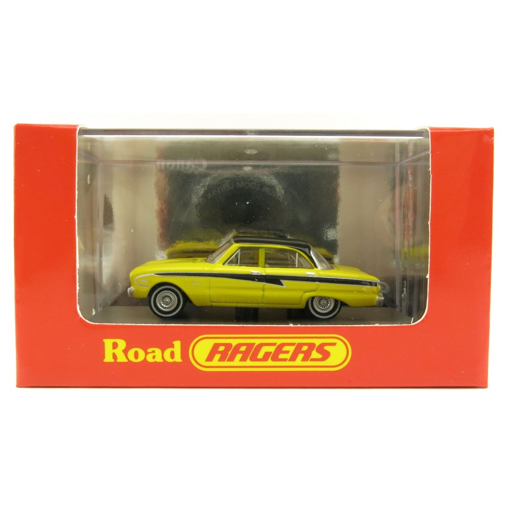 Road Ragers - Australian 1960 Ford XK Falcon Sedan in Acacia Yellow - H0 Scale 1:87
