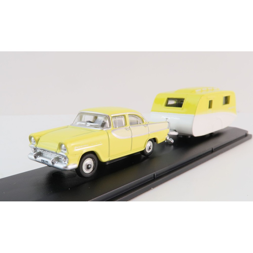 Road Ragers - Australian 1960 Holden FB Sedan & Highway Cruiser Caravan Set - H0 Scale 1:87 
