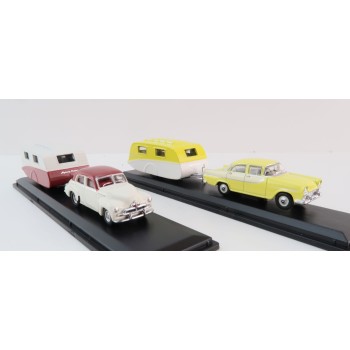 Road Ragers Australian Holden FB & FJ  Twin Cruiser Caravan Set - Scale 1:87